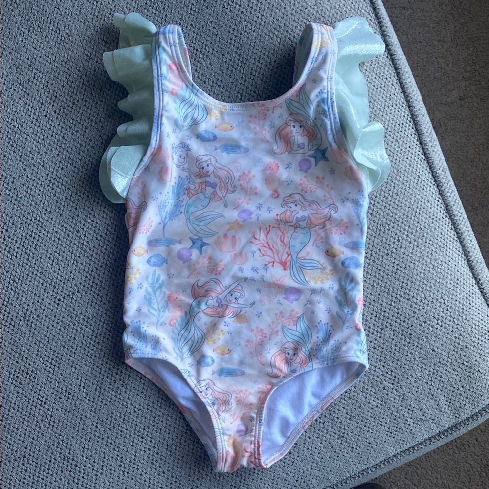 Mermaid Print Swimsuit with Ruffle Sleeves